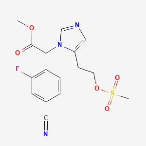 molecular formula C16H16FN3O5S B11826178 Methyl 2-(4-cyano-2-fluorophenyl)-2-[5-(2-methylsulfonyloxyethyl)imidazol-1-yl]acetate 