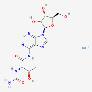 molecular formula C15H21N7NaO7+ B11826214 sodium;(2S,3R)-2-(carbamoylamino)-N-[9-[(2R,3R,4S,5R)-3,4-dihydroxy-5-(hydroxymethyl)oxolan-2-yl]purin-6-yl]-3-hydroxybutanamide 