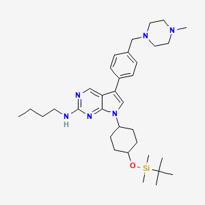 molecular formula C34H54N6OSi B11826295 N-Butyl-7-[trans-4-[[(1,1-dimethylethyl)dimethylsilyl]oxy]cyclohexyl]-5-[4-[(4-methyl-1-piperazinyl)methyl]phenyl]-7H-pyrrolo[2,3-d]pyrimidin-2-amine 