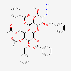 (2S,3R,4S,5R,6S)-5-acetoxy-6-(acetoxymethyl)-2-(((2R,3S,4R,5R,6S)-5-azido-2-((benzoyloxy)methyl)-4-(benzyloxy)-6-methoxytetrahydro-2H-pyran-3-yl)oxy)-4-(benzyloxy)tetrahydro-2H-pyran-3-yl benzoate