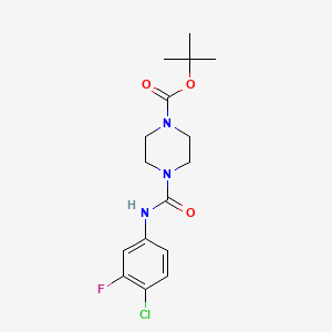 molecular formula C16H21ClFN3O3 B11826377 tert-Butyl 4-((4-chloro-3-fluorophenyl)carbamoyl)piperazine-1-carboxylate 