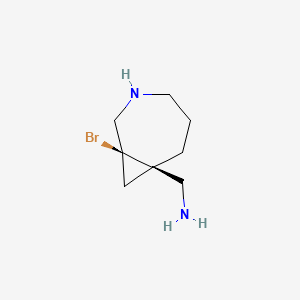 molecular formula C8H15BrN2 B11826435 1-[(1R,7R)-1-bromo-3-azabicyclo[5.1.0]octan-7-yl]methanamine 