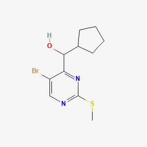 molecular formula C11H15BrN2OS B11826539 (5-Bromo-2-(methylthio)pyrimidin-4-yl)(cyclopentyl)methanol 