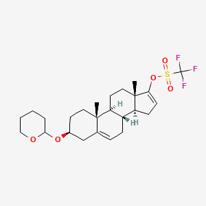 molecular formula C25H35F3O5S B11826837 (3S,8R,9S,10R,13S,14S)-10,13-dimethyl-3-((tetrahydro-2H-pyran-2-yl)oxy)-2,3,4,7,8,9,10,11,12,13,14,15-dodecahydro-1H-cyclopenta[a]phenanthren-17-yl trifluoromethanesulfonate 