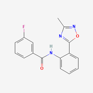 molecular formula C16H12FN3O2 B1182713 3-fluoro-N-[2-(3-methyl-1,2,4-oxadiazol-5-yl)phenyl]benzamide 