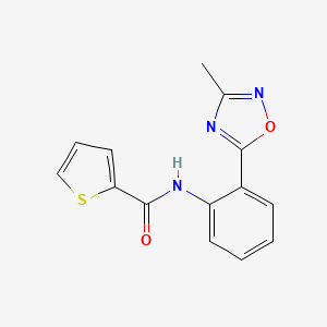 molecular formula C14H11N3O2S B1182714 N-[2-(3-methyl-1,2,4-oxadiazol-5-yl)phenyl]thiophene-2-carboxamide 