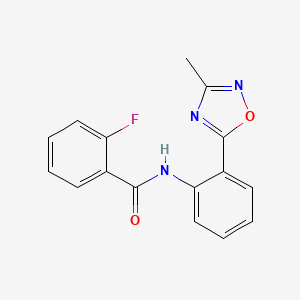 molecular formula C16H12FN3O2 B1182722 2-fluoro-N-[2-(3-methyl-1,2,4-oxadiazol-5-yl)phenyl]benzamide 
