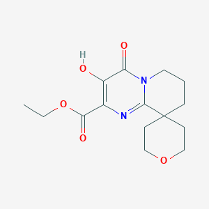 Ethyl 3'-hydroxy-4'-oxo-2,3,4',5,6,6',7',8'-octahydrospiro[pyran-4,9'-pyrido[1,2-a]pyrimidine]-2'-carboxylate