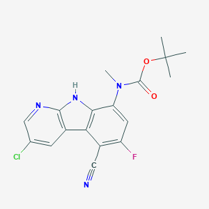 molecular formula C18H16ClFN4O2 B11827488 tert-Butyl (3-chloro-5-cyano-6-fluoro-9H-pyrido[2,3-b]indol-8-yl)(methyl)carbamate 