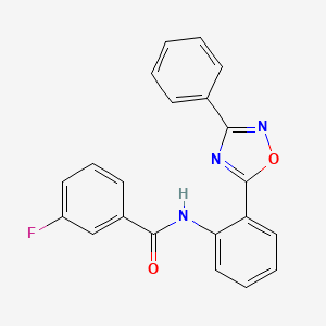 molecular formula C21H14FN3O2 B1182820 3-fluoro-N-[2-(3-phenyl-1,2,4-oxadiazol-5-yl)phenyl]benzamide 