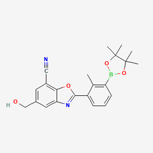 5-(Hydroxymethyl)-2-(2-methyl-3-(4,4,5,5-tetramethyl-1,3,2-dioxaborolan-2-yl)phenyl)benzo[d]oxazole-7-carbonitrile