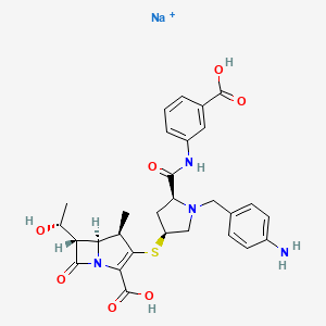 sodium;(4R,5S,6S)-3-[(3S,5S)-1-[(4-aminophenyl)methyl]-5-[(3-carboxyphenyl)carbamoyl]pyrrolidin-3-yl]sulfanyl-6-[(1R)-1-hydroxyethyl]-4-methyl-7-oxo-1-azabicyclo[3.2.0]hept-2-ene-2-carboxylic acid