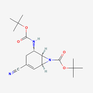 molecular formula C17H25N3O4 B11828976 tert-butyl (1S,5S,6R)-5-((tert-butoxycarbonyl)amino)-3-cyano-7-azabicyclo[4.1.0]hept-2-ene-7-carboxylate 