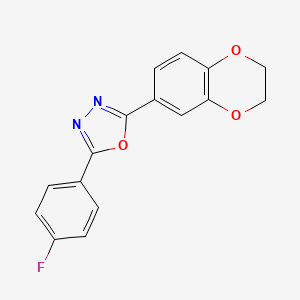 molecular formula C16H11FN2O3 B1182971 2-(2,3-Dihydro-1,4-benzodioxin-6-yl)-5-(4-fluorophenyl)-1,3,4-oxadiazole 