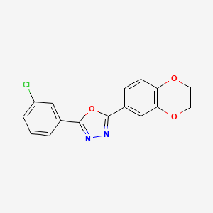 molecular formula C16H11ClN2O3 B1182972 2-(3-Chlorophenyl)-5-(2,3-dihydro-1,4-benzodioxin-6-yl)-1,3,4-oxadiazole 