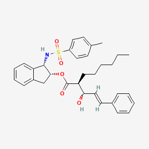 (1S,2R)-1-((4-methylphenyl)sulfonamido)-2,3-dihydro-1H-inden-2-yl (S)-2-((S,E)-1-hydroxy-3-phenylallyl)octanoate