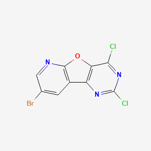 molecular formula C9H2BrCl2N3O B11831266 12-bromo-4,6-dichloro-8-oxa-3,5,10-triazatricyclo[7.4.0.02,7]trideca-1(9),2(7),3,5,10,12-hexaene 