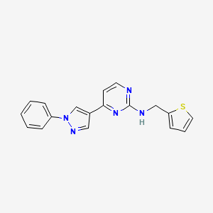 molecular formula C18H15N5S B11831320 4-(1-Phenyl-1H-pyrazol-4-yl)-N-(thiophen-2-ylmethyl)pyrimidin-2-amine 