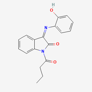 molecular formula C18H16N2O3 B1183213 1-Butanoyl-3-(2-hydroxyphenyl)iminoindol-2-one 