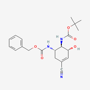 Carbamic acid, N-[(1S,5R,6R)-3-cyano-6-[[(1,1-dimethylethoxy)carbonyl]amino]-5-hydroxy-3-cyclohexen-1-yl]-, phenylmethyl ester