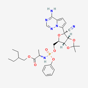 2-ethylbutyl (2S)-2-[[[(3aR,4R,6R,6aR)-4-(4-aminopyrrolo[2,1-f][1,2,4]triazin-7-yl)-4-cyano-2,2-dimethyl-6,6a-dihydro-3aH-furo[3,4-d][1,3]dioxol-6-yl]methoxy-phenoxyphosphoryl]amino]propanoate