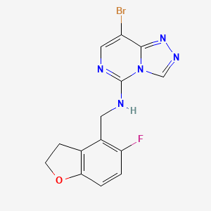 molecular formula C14H11BrFN5O B11832637 8-Bromo-N-[(5-fluoro-2,3-dihydrobenzofuran-4-YL)methyl]-[1,2,4]triazolo[4,3-C]pyrimidin-5-amine 