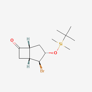 molecular formula C13H23BrO2Si B11833035 Bicyclo[3.2.0]heptan-6-one, 2-bromo-3-[[(1,1-dimethylethyl)dimethylsilyl]oxy]-, (1R,2S,3S,5R)- 