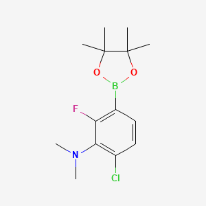 molecular formula C14H20BClFNO2 B11833340 6-chloro-2-fluoro-N,N-dimethyl-3-(4,4,5,5-tetramethyl-1,3,2-dioxaborolan-2-yl)aniline 