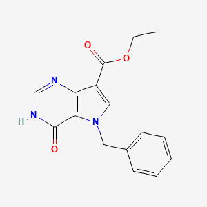 molecular formula C16H15N3O3 B11833388 Ethyl 5-benzyl-4-oxo-4,5-dihydro-3H-pyrrolo[3,2-d]pyrimidine-7-carboxylate 