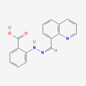 2-[(2Z)-2-(quinolin-8-ylmethylidene)hydrazinyl]benzoic acid