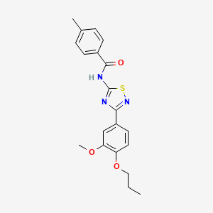 molecular formula C20H21N3O3S B1183542 N-[3-(3-methoxy-4-propoxyphenyl)-1,2,4-thiadiazol-5-yl]-4-methylbenzamide 