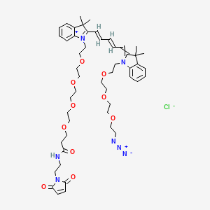 3-[2-[2-[2-[2-[2-[(1E,3E)-5-[1-[2-[2-[2-(2-azidoethoxy)ethoxy]ethoxy]ethyl]-3,3-dimethylindol-2-ylidene]penta-1,3-dienyl]-3,3-dimethylindol-1-ium-1-yl]ethoxy]ethoxy]ethoxy]ethoxy]-N-[2-(2,5-dioxopyrrol-1-yl)ethyl]propanamide;chloride