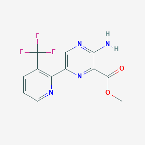 molecular formula C12H9F3N4O2 B11835563 Methyl 3-amino-6-(3-(trifluoromethyl)pyridin-2-yl)pyrazine-2-carboxylate 