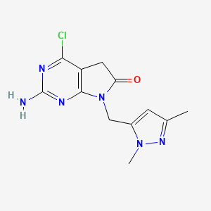 molecular formula C12H13ClN6O B11835614 2-Amino-4-chloro-7-((1,3-dimethyl-1H-pyrazol-5-yl)methyl)-5H-pyrrolo[2,3-d]pyrimidin-6(7H)-one 