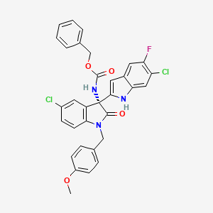 molecular formula C32H24Cl2FN3O4 B11835665 benzyl (R)-(5-chloro-3-(6-chloro-5-fluoro-1H-indol-2-yl)-1-(4-methoxybenzyl)-2-oxoindolin-3-yl)carbamate 