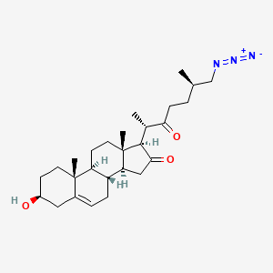 molecular formula C27H41N3O3 B11835672 (3S,8S,9S,10R,13S,14S,17R)-17-((2S,6R)-7-azido-6-methyl-3-oxoheptan-2-yl)-3-hydroxy-10,13-dimethyl-1,2,3,4,7,8,9,10,11,12,13,14,15,17-tetradecahydro-16H-cyclopenta[a]phenanthren-16-one 