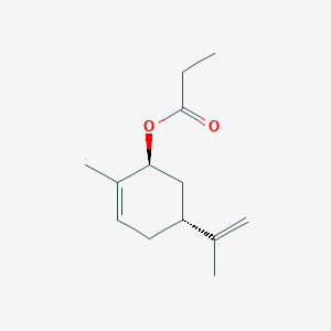 molecular formula C13H20O2 B118359 2-Cyclohexen-1-ol, 2-methyl-5-(1-methylethenyl)-, 1-propanoate, (1S,5R)- CAS No. 145032-51-5