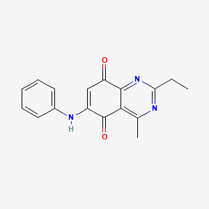 molecular formula C17H15N3O2 B11836015 5,8-Quinazolinedione, 2-ethyl-4-methyl-6-(phenylamino)- CAS No. 61416-90-8