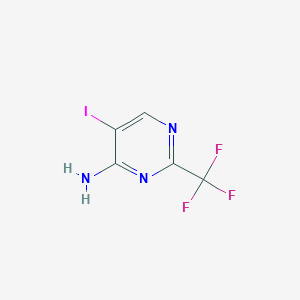 molecular formula C5H3F3IN3 B11836079 5-Iodo-2-(trifluoromethyl)pyrimidin-4-amine 