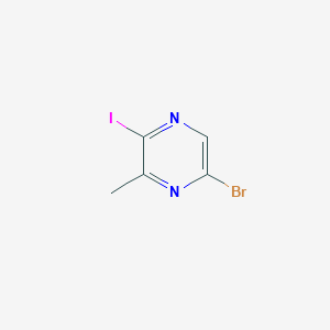 molecular formula C5H4BrIN2 B11836250 5-Bromo-2-iodo-3-methylpyrazine 