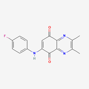 molecular formula C16H12FN3O2 B11836289 6-(4-Fluoroanilino)-2,3-dimethylquinoxaline-5,8-dione CAS No. 14334-06-6