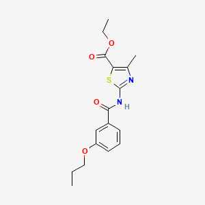 molecular formula C17H20N2O4S B1183639 Ethyl 4-methyl-2-[(3-propoxybenzoyl)amino]-1,3-thiazole-5-carboxylate 