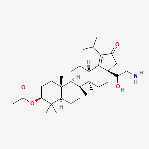 molecular formula C33H53NO4 B11836511 (3aR,5aR,5bR,7aR,9S,11aR,11bR,13aS)-3a-(2-amino-1-hydroxyethyl)-1-isopropyl-5a,5b,8,8,11a-pentamethyl-2-oxo-3,3a,4,5,5a,5b,6,7,7a,8,9,10,11,11a,11b,12,13,13a-octadecahydro-2H-cyclopenta[a]chrysen-9-yl acetate 