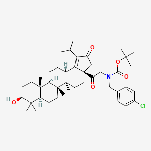 molecular formula C43H62ClNO5 B11836523 tert-butyl (4-chlorobenzyl)(2-((3aR,5aR,5bR,7aR,9S,11aR,11bR,13aS)-9-hydroxy-1-isopropyl-5a,5b,8,8,11a-pentamethyl-2-oxo-2,3,4,5,5a,5b,6,7,7a,8,9,10,11,11a,11b,12,13,13a-octadecahydro-3aH-cyclopenta[a]chrysen-3a-yl)-2-oxoethyl)carbamate 