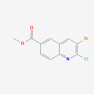 molecular formula C11H7BrClNO2 B11836591 Methyl 3-bromo-2-chloroquinoline-6-carboxylate 