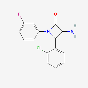 molecular formula C15H12ClFN2O B11836723 3-Amino-4-(2-chlorophenyl)-1-(3-fluorophenyl)azetidin-2-one 