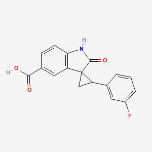 2-(3-Fluorophenyl)-2'-oxospiro[cyclopropane-1,3'-indoline]-5'-carboxylic acid