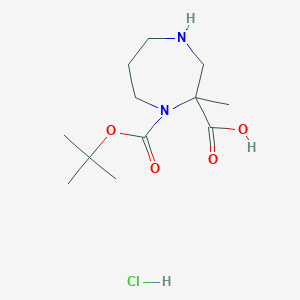 molecular formula C12H23ClN2O4 B11836973 1-(tert-Butoxycarbonyl)-2-methyl-1,4-diazepane-2-carboxylic acid hydrochloride 