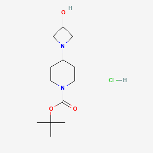 molecular formula C13H25ClN2O3 B11837379 tert-Butyl 4-(3-hydroxyazetidin-1-yl)piperidine-1-carboxylate hydrochloride 