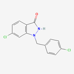 molecular formula C14H10Cl2N2O B11838733 1-(p-Chlorobenzyl)-6-chloro-1H-indazol-3-ol CAS No. 1029-29-4